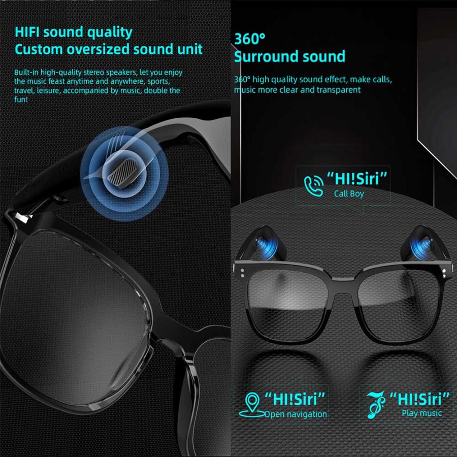 オーディオグラス Bluetooth5.4 音声制御 ステレオマイク & スピーカー