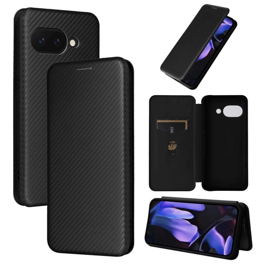 Pixel 9 128GB ブラック バッテリー新品 カーボンケース Google Pixel 9a 手帳型 薄型 カーボンファイバー 炭素繊維カバー TPU