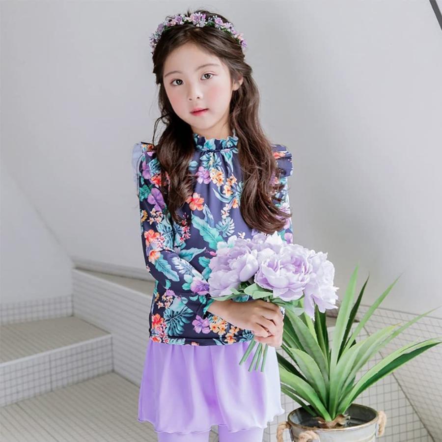 女の子 水着 長袖 キッズ 水着 セパレートガールズ水着 紫 Sd 0614 小林shop 通販 Yahoo ショッピング