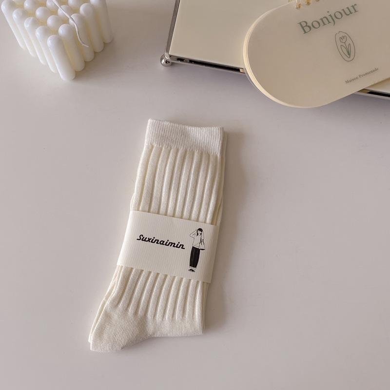 靴下 ソックス 22-24.5cm 白 リブ編み レディース ホワイト靴下 3足組