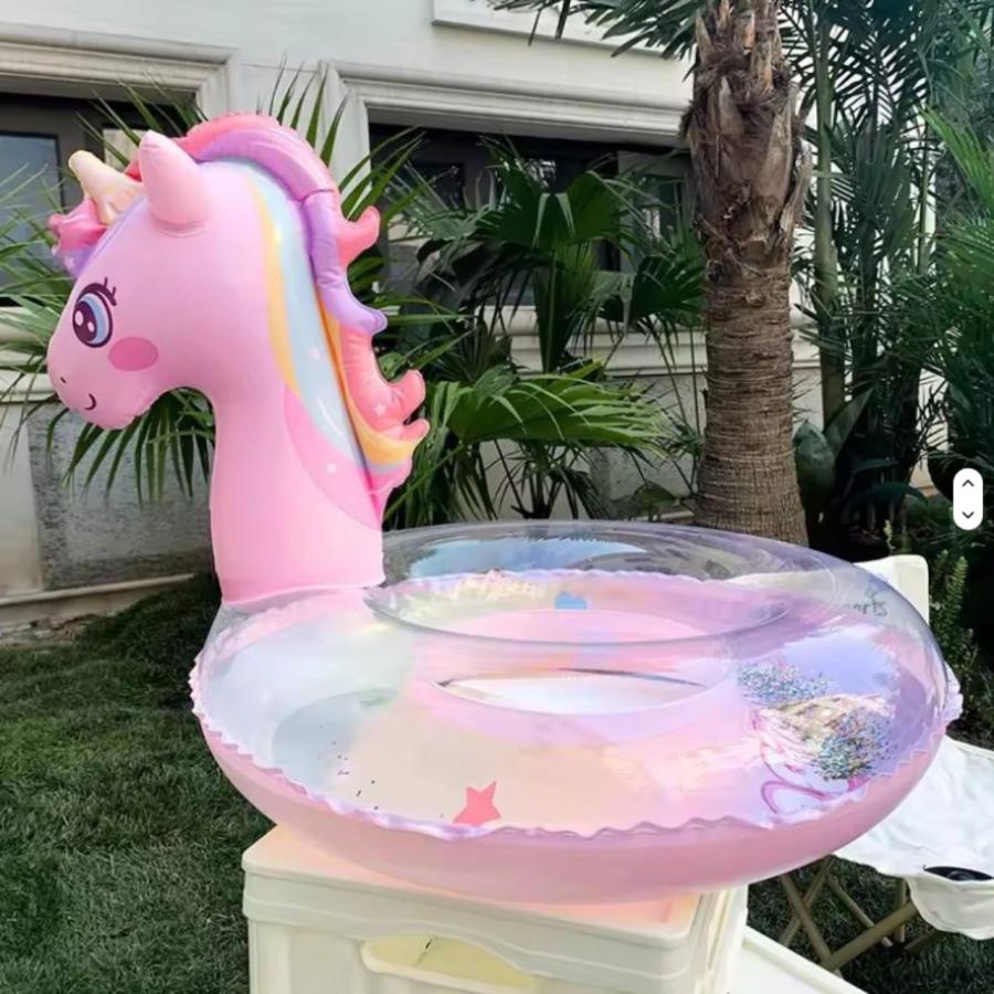 子ども 浮き輪 ピンク 70サイズ ユニコーン かわいい キラキラ ラメ