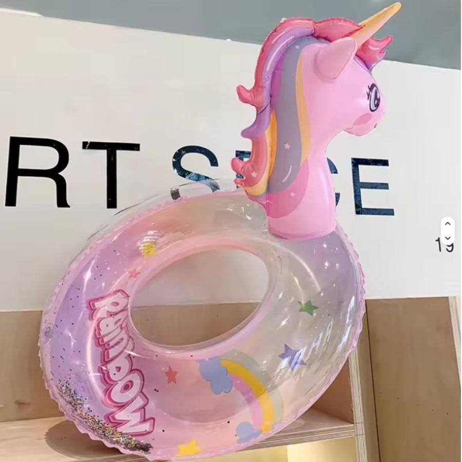 子ども 浮き輪 ピンク 70サイズ ユニコーン かわいい キラキラ ラメ