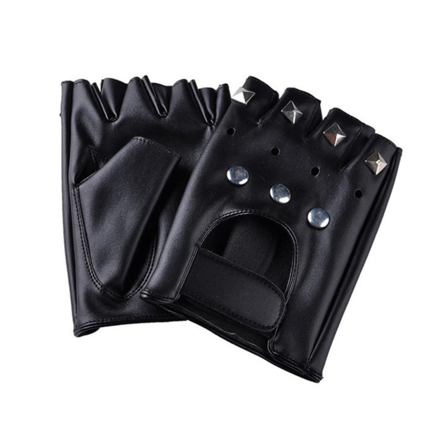 スタッズ付き フィンガーレス グローブ 指なし バイク パンク