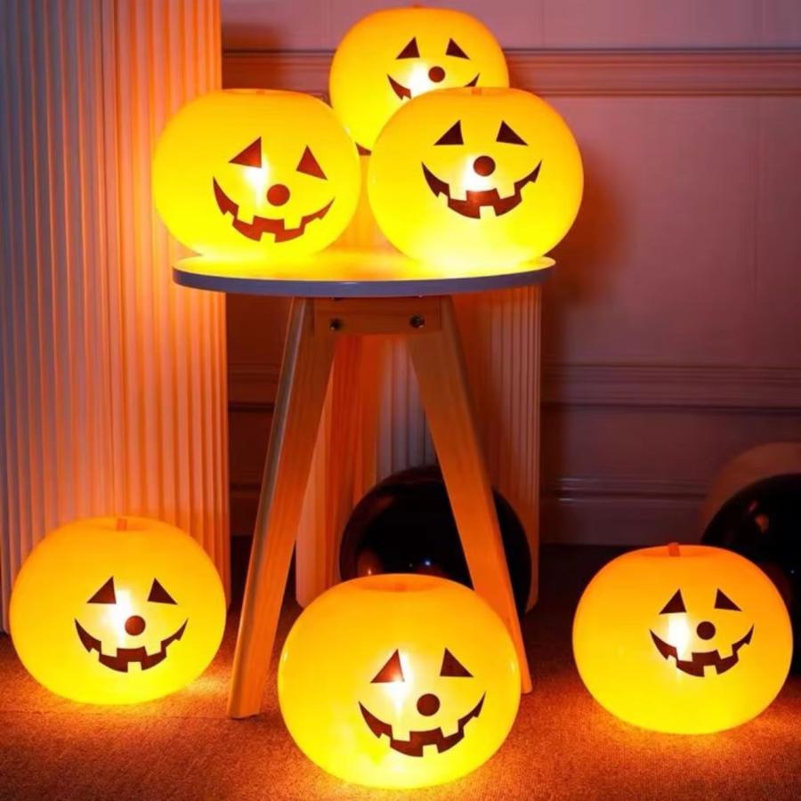 カボチャ 風船 20個入り 光る LED内蔵 ハロウィン バルーン 飾り 部屋