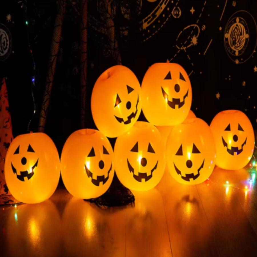 カボチャ 風船 5個入り 光る LED内蔵 ハロウィン バルーン 飾り 部屋