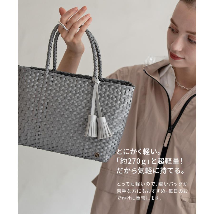 【新品未使用】 シルバー・ゴールド系ストライプ メルカドバッグ　かごバッグ HAYNI（ヘイニ） メルカドバッグ かごバッグ トートバッグ レディース