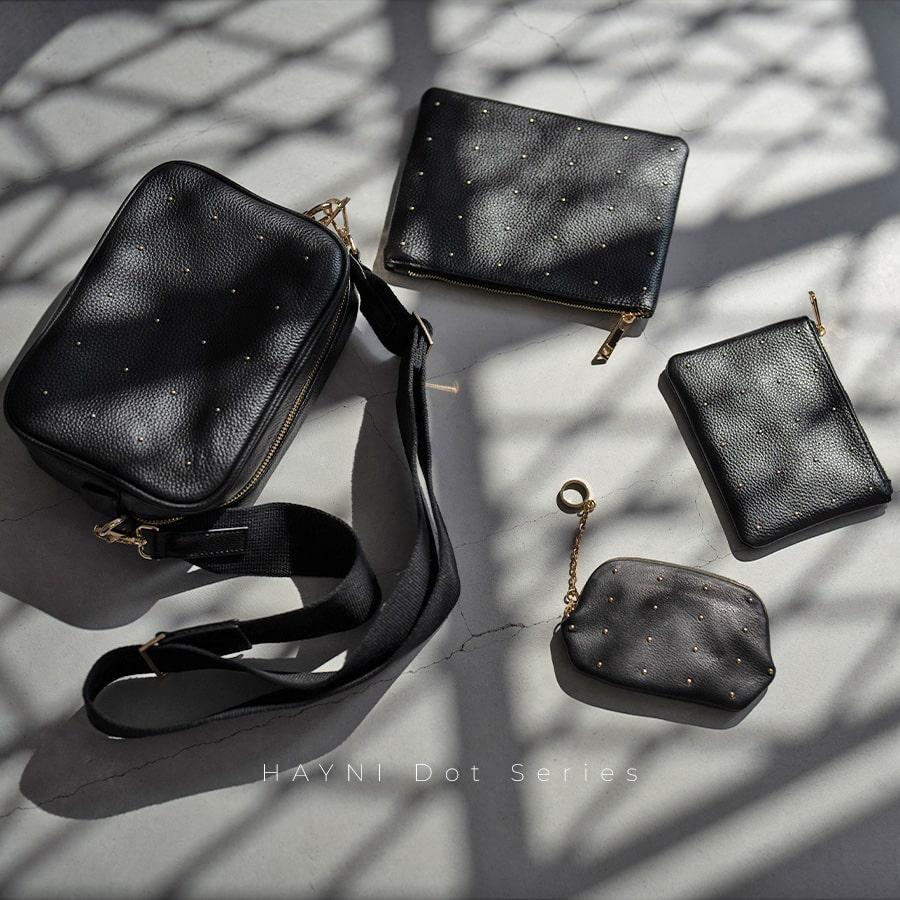 HAYNI（ヘイニ） 本革 ポーチ「Dot leather pouch ドットレザーポーチ
