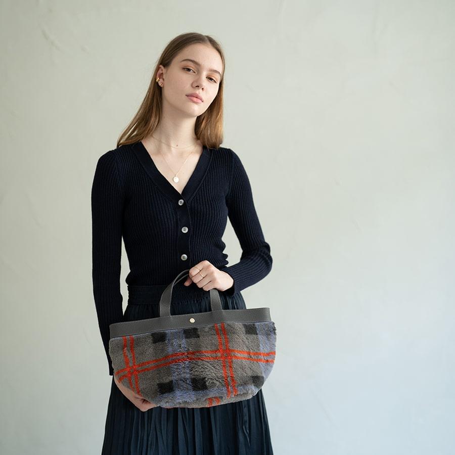 HAYNI トートバッグ レディース チェック ファー「Fuune Check