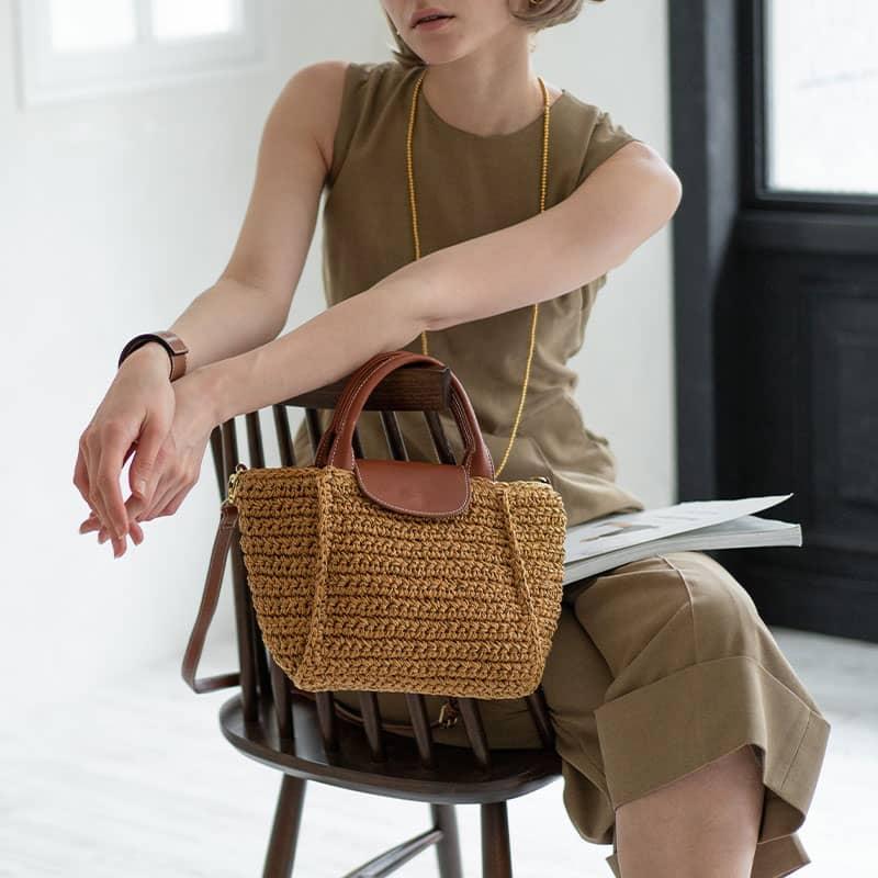 hiand バッグ 2 Way Leather Bag Nori】HIAND 2Wayラタンレザー