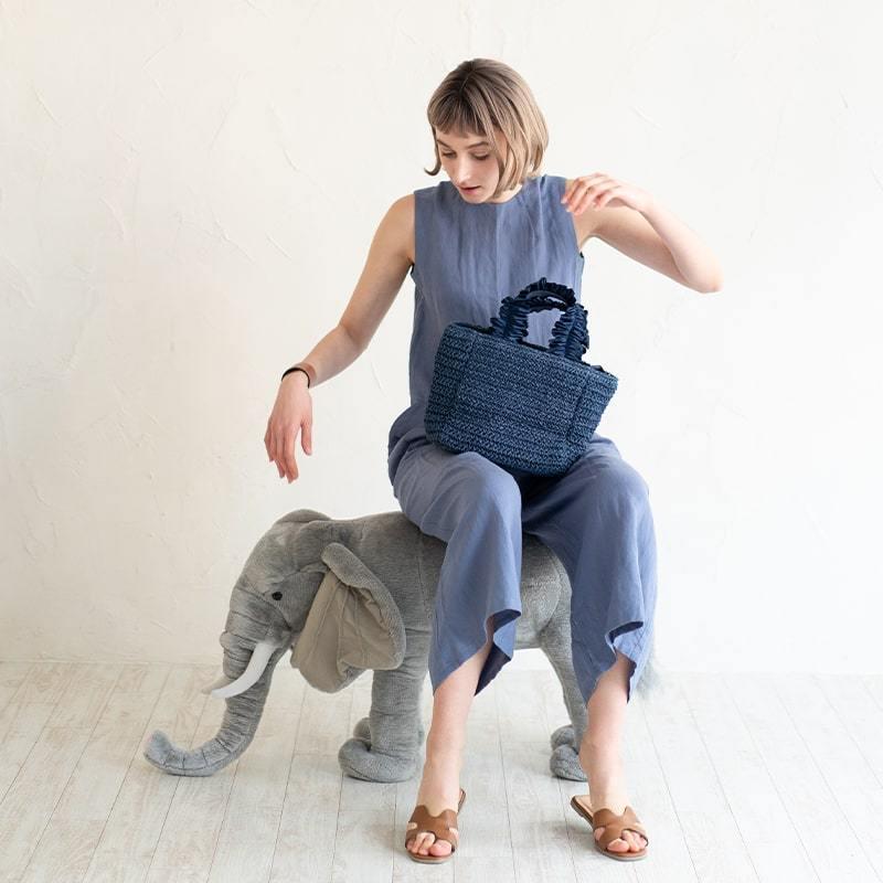 かごバッグ トートバッグ 巾着 フリルハンドル レディース バッグ「Gozo ゴゾ Sサイズ」かわいい おしゃれ 大人 ギフト ブランド きんちゃく 上品 | HAYNI | 05