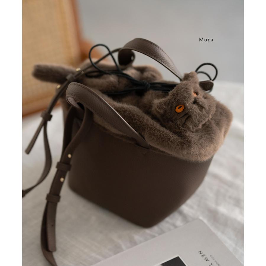 HAYNI（ヘイニ） 本革 ねこモチーフ ハンドバッグ「Minetcuir ミネット