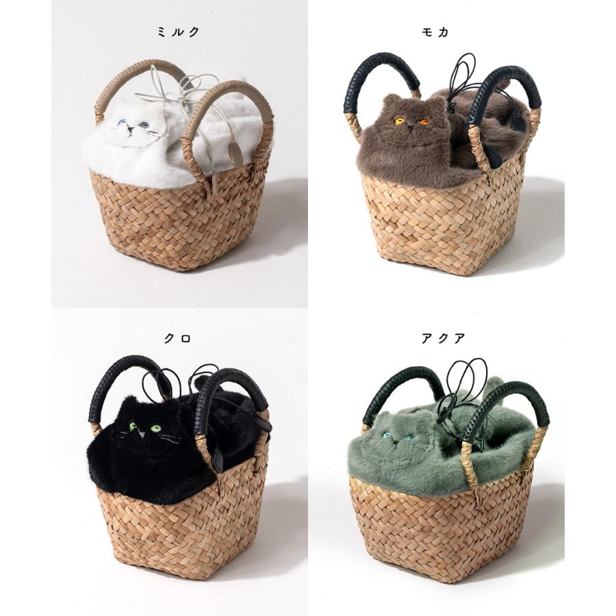 HAYNI ねこモチーフかごバッグ　モカ新品 AIM医学研究支援PJ実施中｜ ねこモチーフ かごバッグ