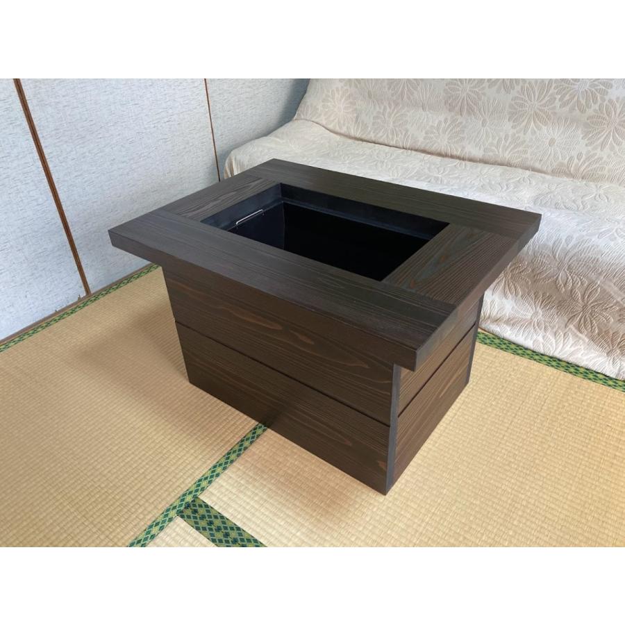 囲炉裏テーブル 火鉢 座卓 銅板 灰付き file.jpg