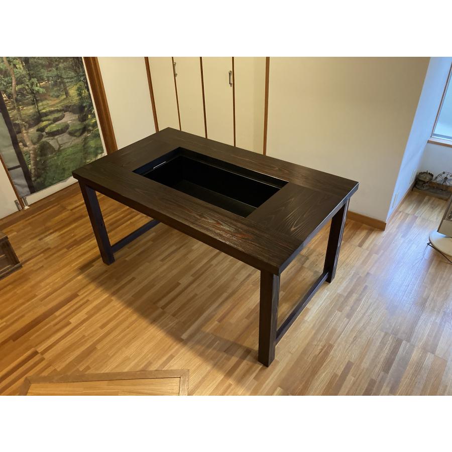 大型ダイニング囲炉裏テーブル 1400X800X700mm 蓋付 無垢材 大型ダイニング囲炉裏テーブル 1400X800X700mm 蓋付 無垢材