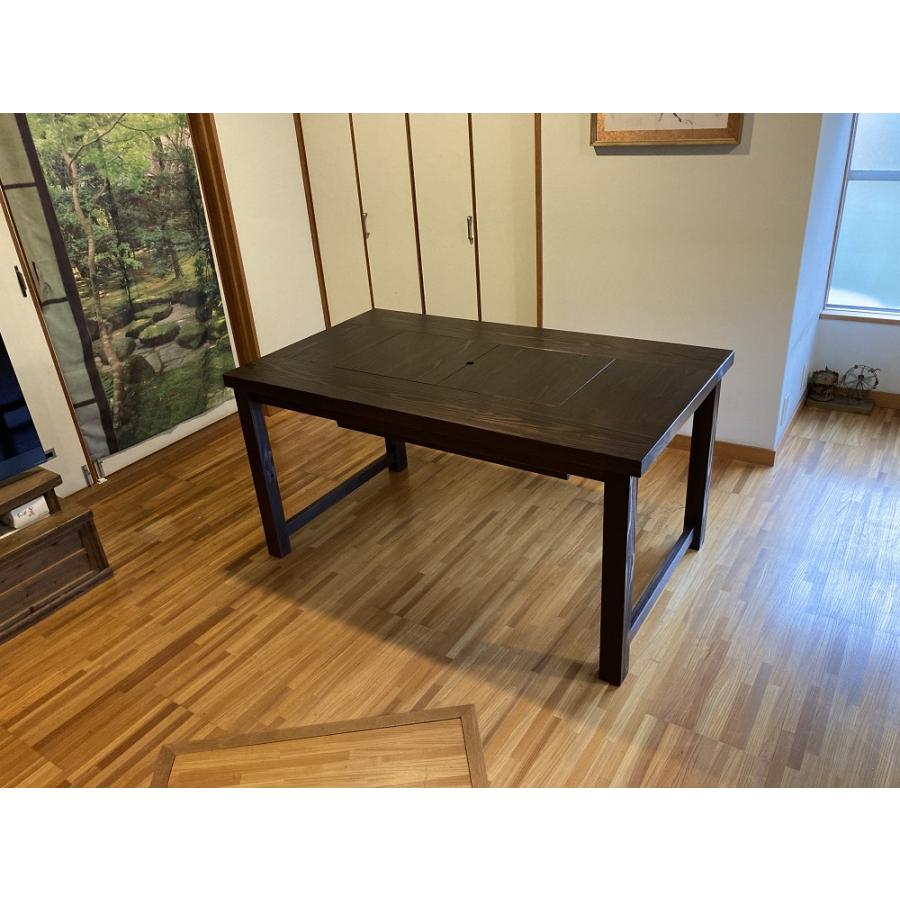 大型ダイニング囲炉裏テーブルと木製椅子4脚のセット テーブル 大型ダイニング囲炉裏テーブルと木製椅子4脚のセット テーブル