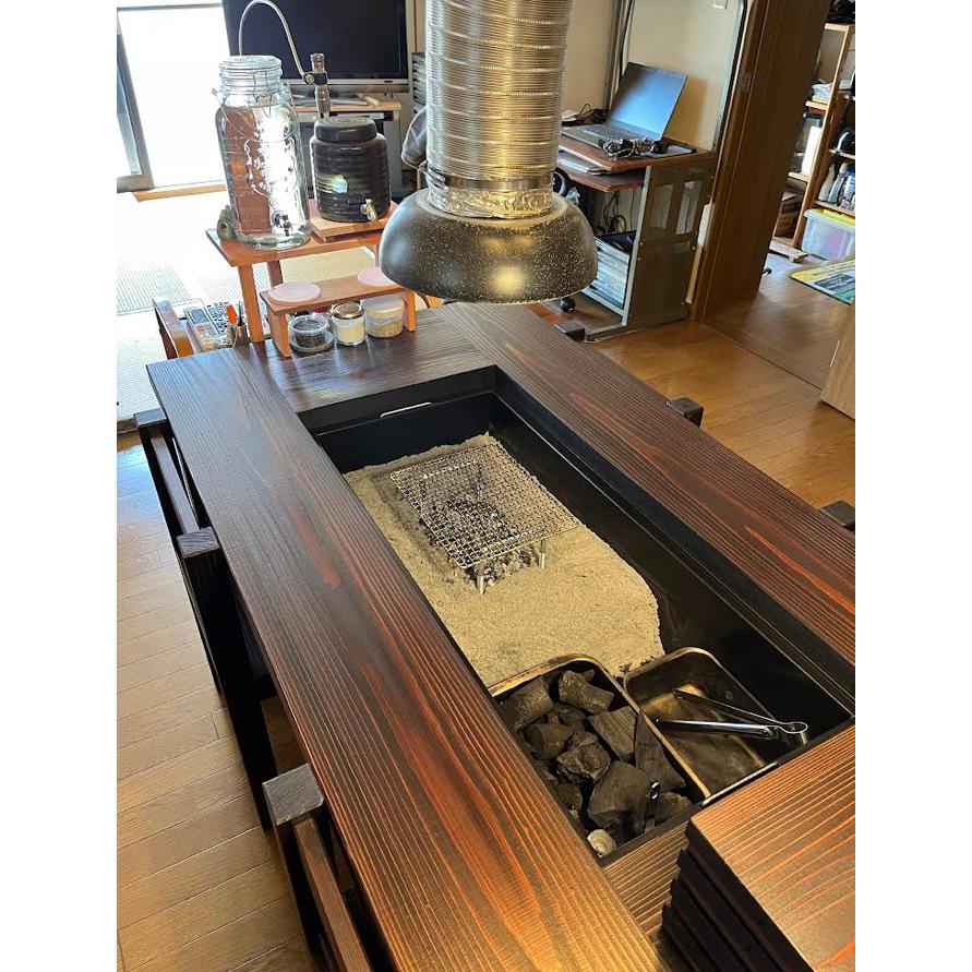 大型ダイニング囲炉裏テーブル 1400X800X700mm 蓋付 無垢材 大型ダイニング囲炉裏テーブル 1400X800X700mm 蓋付 無垢材