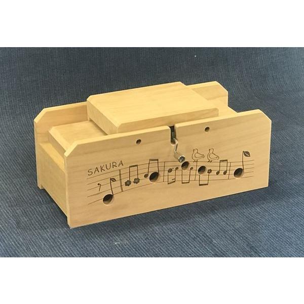 【木製】MELODY BOX　さくら（シート式オルゴール）お祝い　プレゼント　手回し式オルゴール　インテリアに
