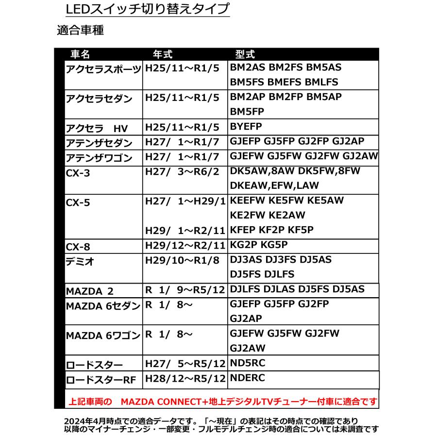 テレビキャンセラー マツダ MAZDA6セダン R1/8~(GJEFP/GJ5FP/GJ2FP/GJ2AP) 走行中 切替タイプ CTN-601 ブルコン｜hazaway-shop｜04