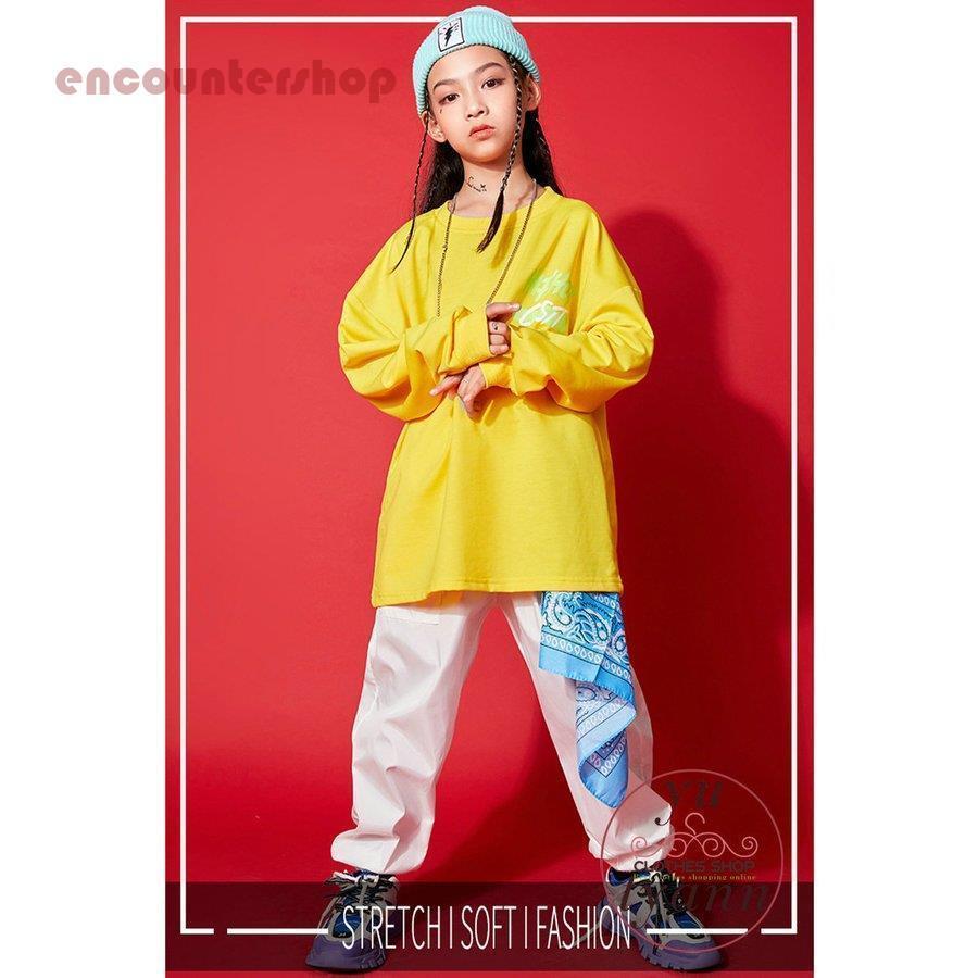 キッズ ダンス衣装 スカーフ トップス 帽子 ズボン ヒップホップ HIPHOP ジャズダンス セットアップ 男の子 女の子 スポーツ服 ステージ衣装｜haze-grass｜02