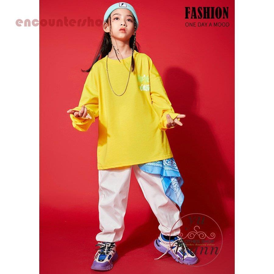 キッズ ダンス衣装 スカーフ トップス 帽子 ズボン ヒップホップ HIPHOP ジャズダンス セットアップ 男の子 女の子 スポーツ服 ステージ衣装｜haze-grass｜03