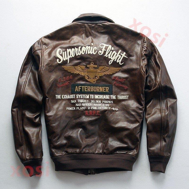 バイクジャケット　A2フライトジャケット　ライダース　ジャケット　　レザー　革ジャン　メンズ ミリタリージャケットの画像