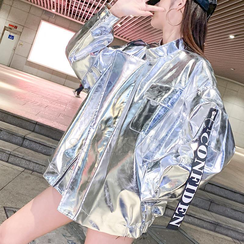 メタリックジャケット女性 スタイリッシュ 光沢 レディース 春服 メタリックジャケット女性 スタイリッシュ 光沢 レディース 春服