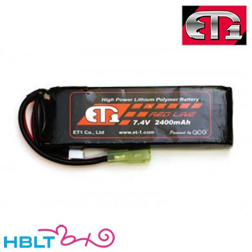 ET1 リポバッテリー LiPo 7.4v 2400 mAh レッドライン ミニS ETR224 