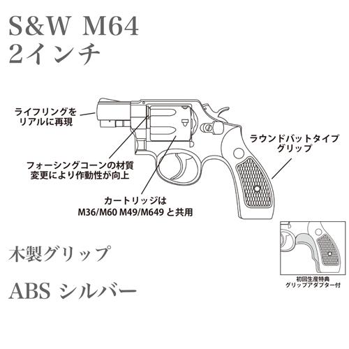 マルシン工業 マルシン S&W M64 2025年 木製グリップ ABS シルバー 2