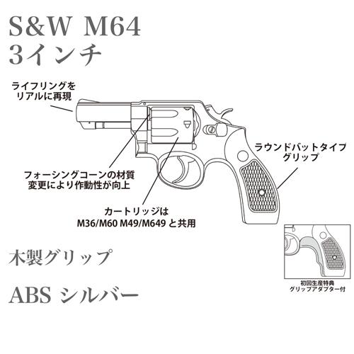マルシン工業 マルシン S&W M64 2025年 木製グリップ ABS シルバー 3