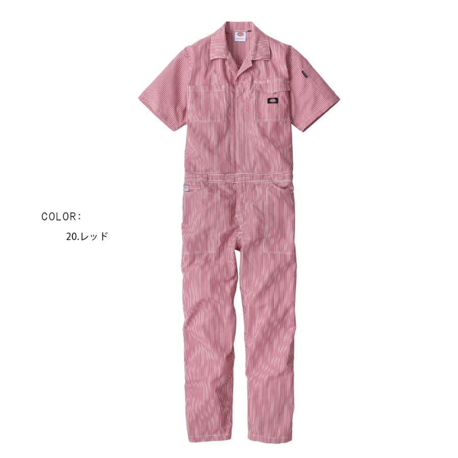 ディッキーズ Dickies ライト ストレッチ ヒッコリー 半袖 つなぎ D-7102 (DICKIES ツナギ ワークウェア UVカット 作業服 作業着 春夏 薄手 軽量 ) 爆買