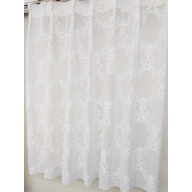 北欧 ダマスク柄ジャガードカーテン＆レースカーテン2枚組