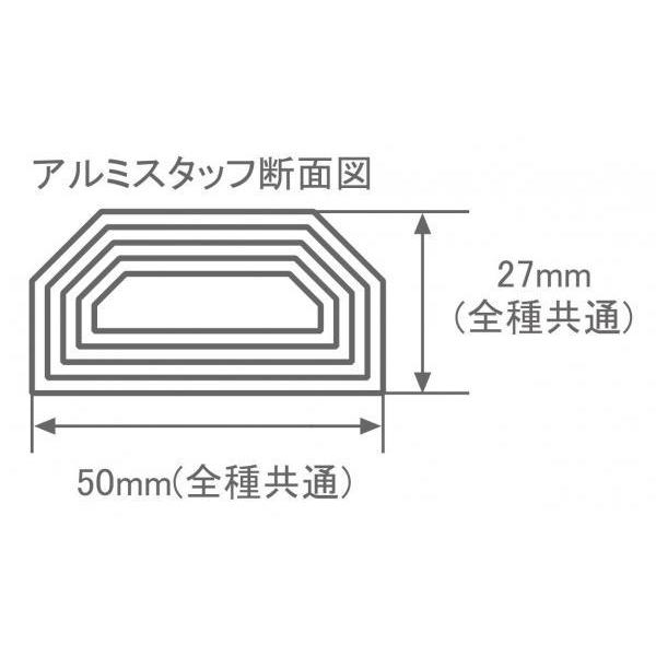 5m5段 厚型アルミ合金 水準器付き 表10mm/裏1mm アルミスタッフ 楽天