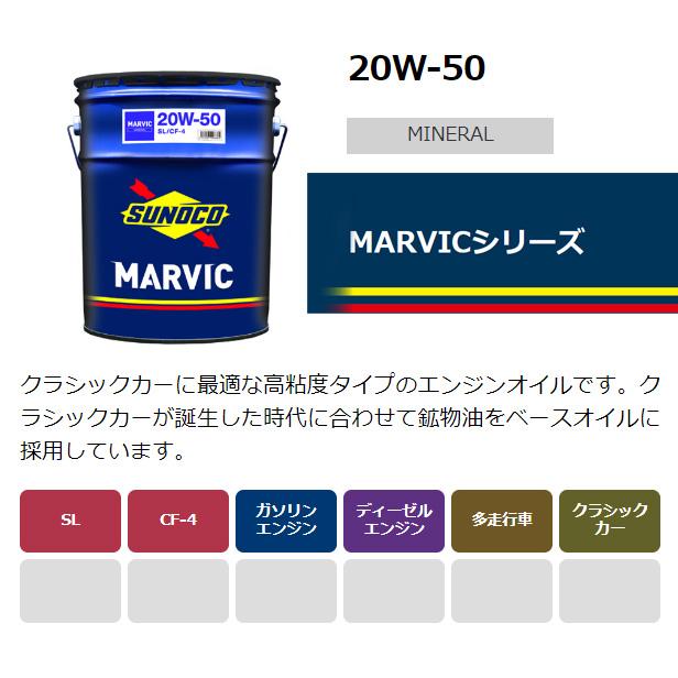 SUNOCO スノコ マーヴック SL CF 20W-50 鉱物油 20L缶 日本サン石油 SUNOCO スノコ エンジンオイル MARVIC マーヴィック 20W