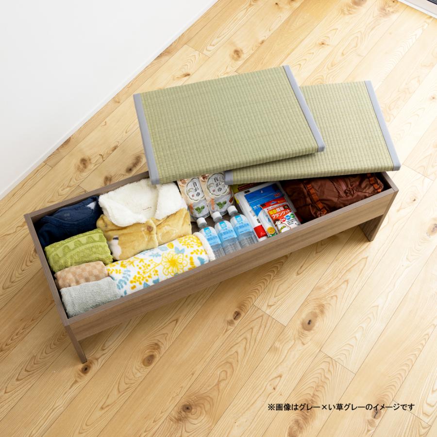 大島屋 畳収納付きベンチ 120×43×39cm グレー×い草ブラウン
