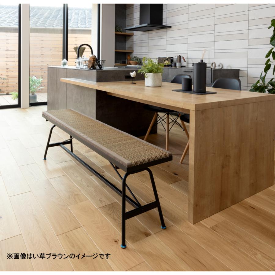 畳アイアンベンチ 120×30×45cm い草グレー (ダイニングベンチ 畳ベンチ