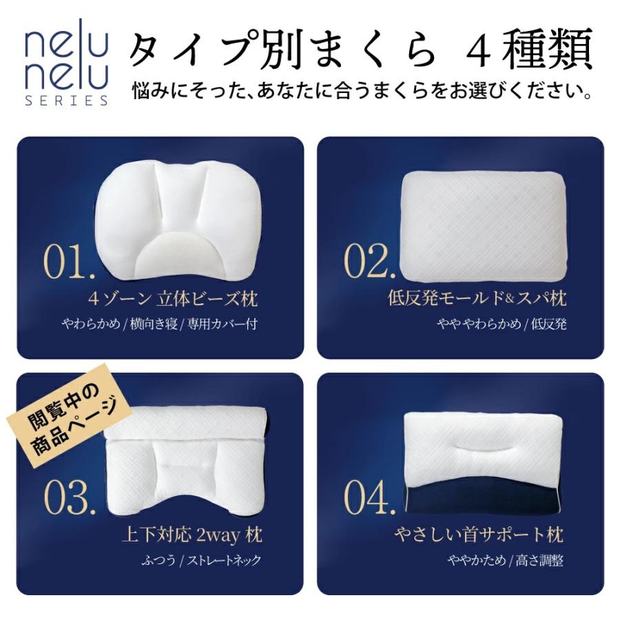 枕 まくら nelu 上下対応2WAY枕 （03）60×40×10cm ふつう ストレート