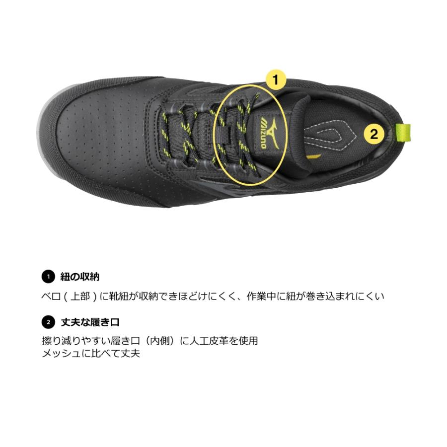 オールマイティ ミズノ ワークシューズ 28cm ブラック×ダークグレー AS