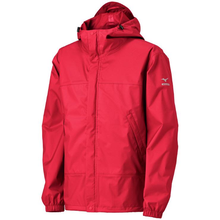 【美品】ミズノ レインウェア 防水ジャケット 2XL 蛍光 アウトドア MIZUNO（ミズノ） アクアブロックレインジャケット レッド S