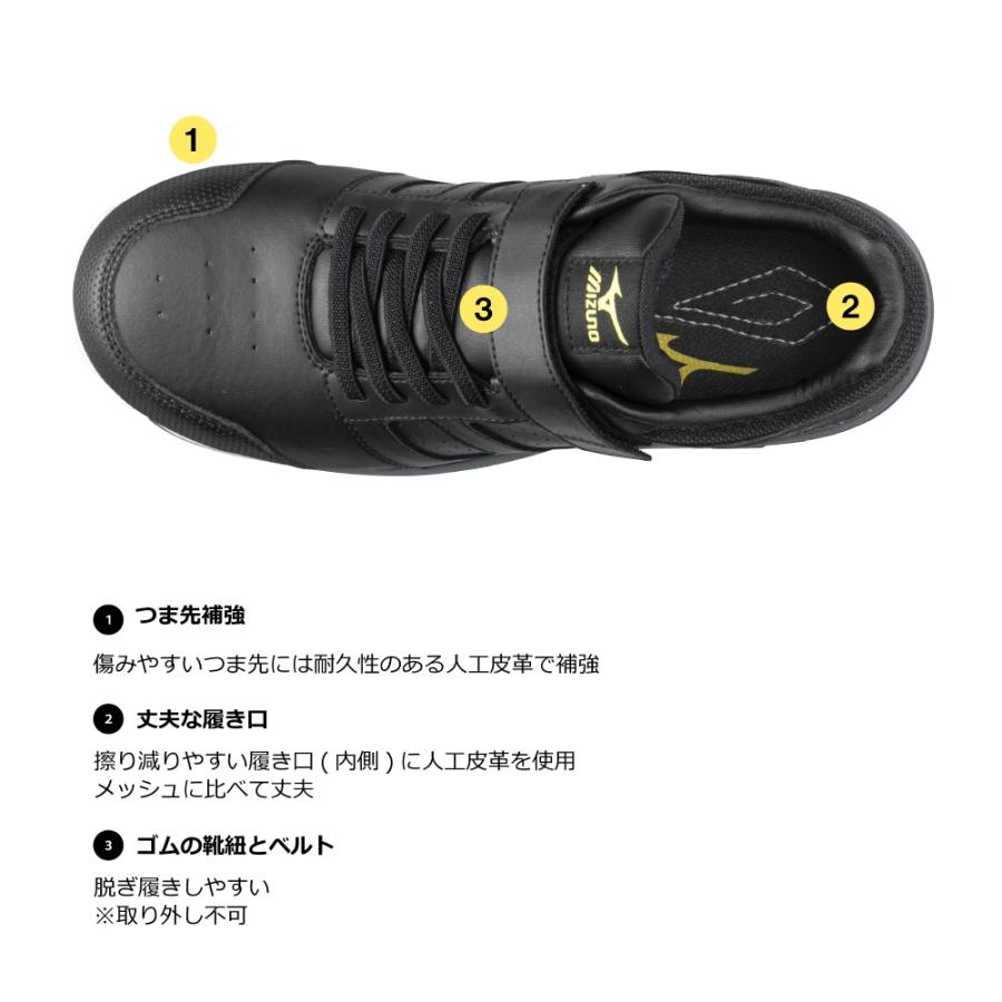 オールマイティ ミズノ ワークシューズ 22cm ブラック×ダークグレー