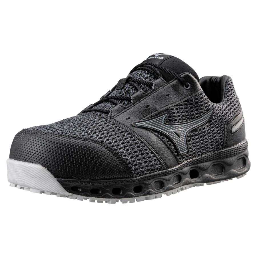 オールマイティ ミズノ ワークシューズ 27cm ブラック×ダークシルバー