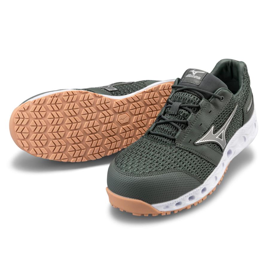 オールマイティ ワークシューズ 28cm カーキ×シルバー VH 11 L F1GA220436280 ミズノ [メンズ 男性 ワーキング スニーカー ローカット 軽量 ] オールマイティ ミズノ ワークシューズ 28cm カーキ×シルバー VH 11 L