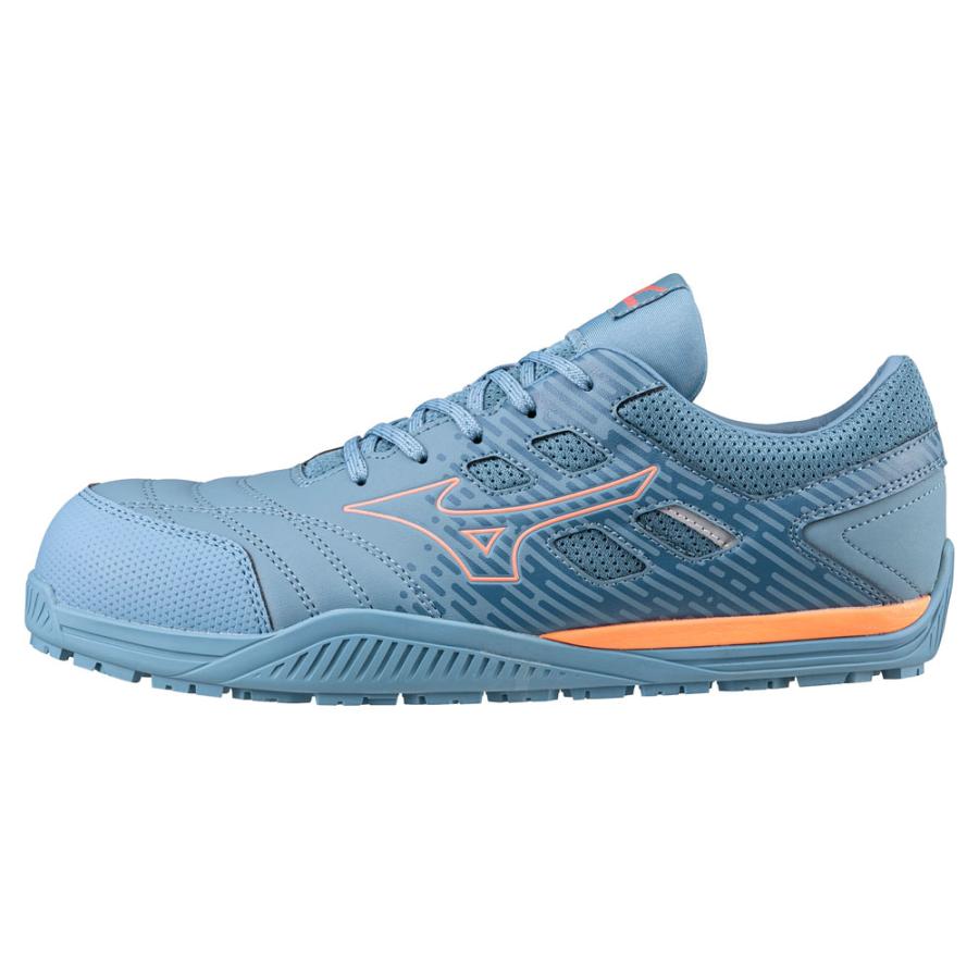 オールマイティ ミズノ ワークシューズ 26cm ブルーグレー×コーラル