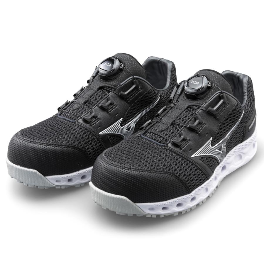 オールマイティ ワークシューズ 26cm ブラック×シルバー VH 51L BOA F1GA230609260 ミズノ [メンズ 男性 ワーキング スニーカー ローカット ダイヤル靴 軽量] オールマイティ ミズノ ワークシューズ 26.5cm ブラック×シルバー VH