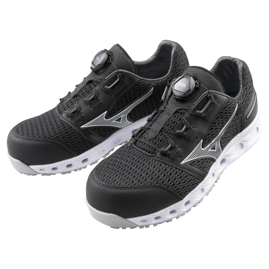 オールマイティ ワークシューズ 27cm ブラック×シルバー VH 51L BOA F1GA230609270 ミズノ [メンズ 男性 ワーキング スニーカー ローカット ダイヤル靴 軽量] オールマイティ ミズノ ワークシューズ 27cm ブラック×シルバー VH 51L