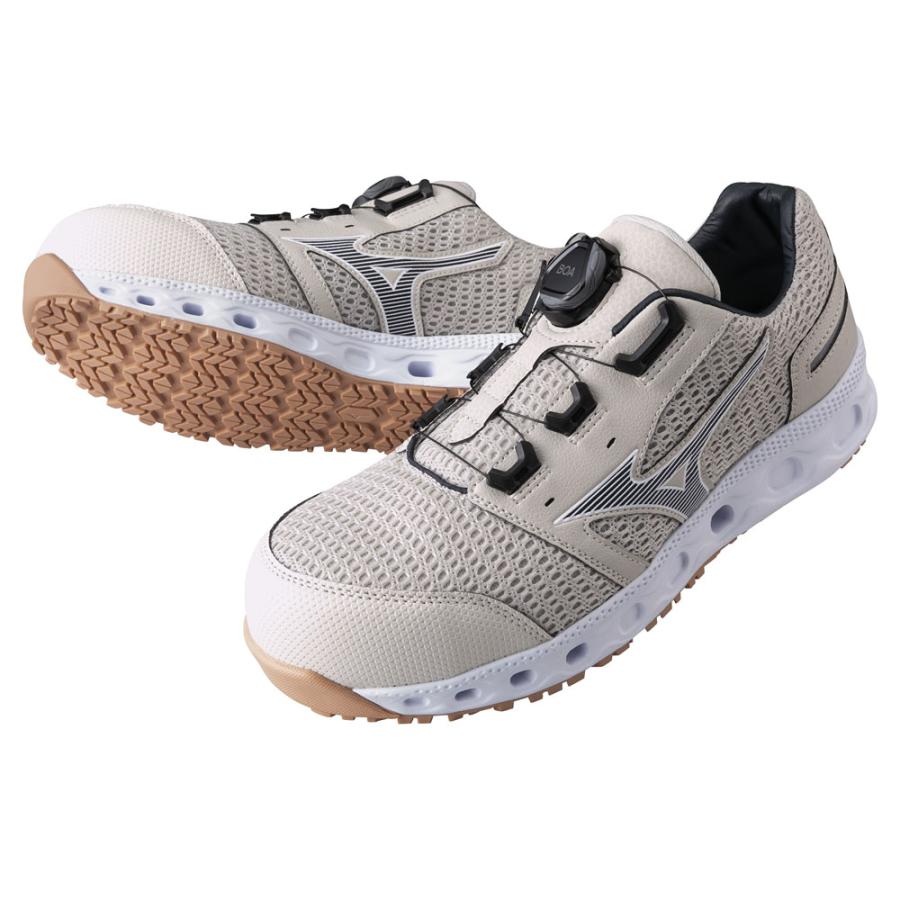オールマイティ ワークシューズ 26cm ベージュ×ダークグレー VH 51L BOA F1GA230649260 ミズノ [メンズ 男性 ワーキング スニーカー ローカット ダイヤル靴 軽量] オールマイティ ミズノ ワークシューズ 26cm ベージュ×ダークグレー VH