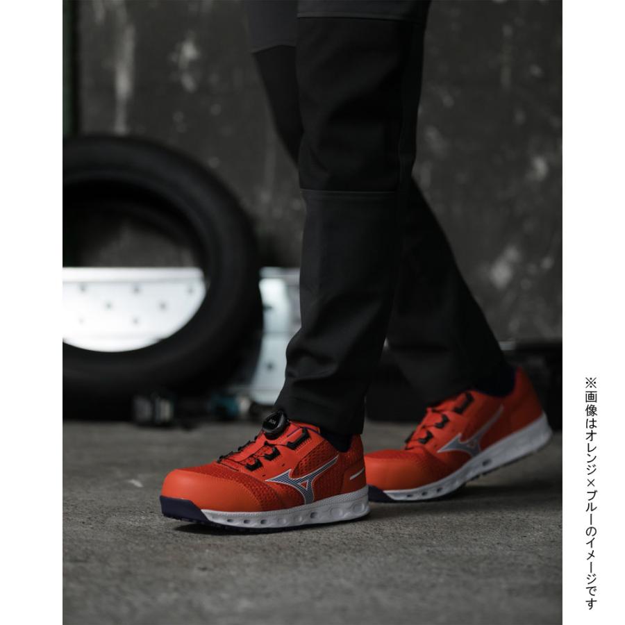 オールマイティ ミズノ ワークシューズ 27cm オレンジ×ブルー VH 51L