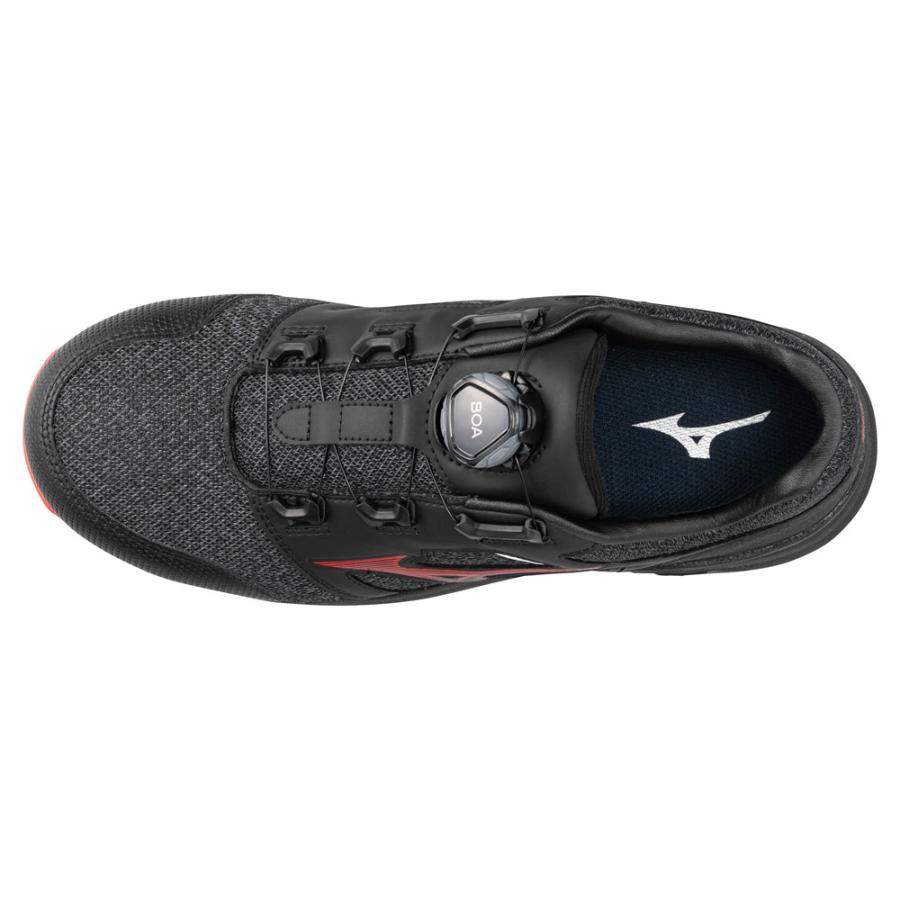 オールマイティ ミズノ ワークシューズ 24cm ブラック×レッド LSII 52
