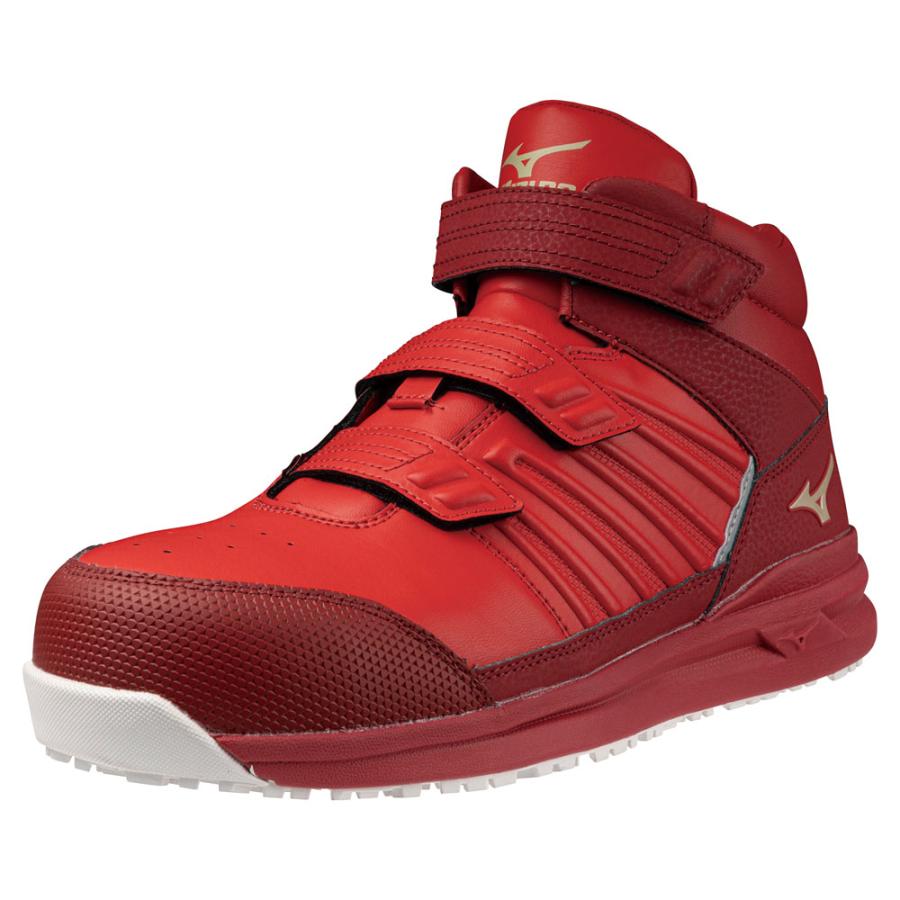 オールマイティ ミズノ ワークシューズ 27cm レッド×ゴールド×レッド