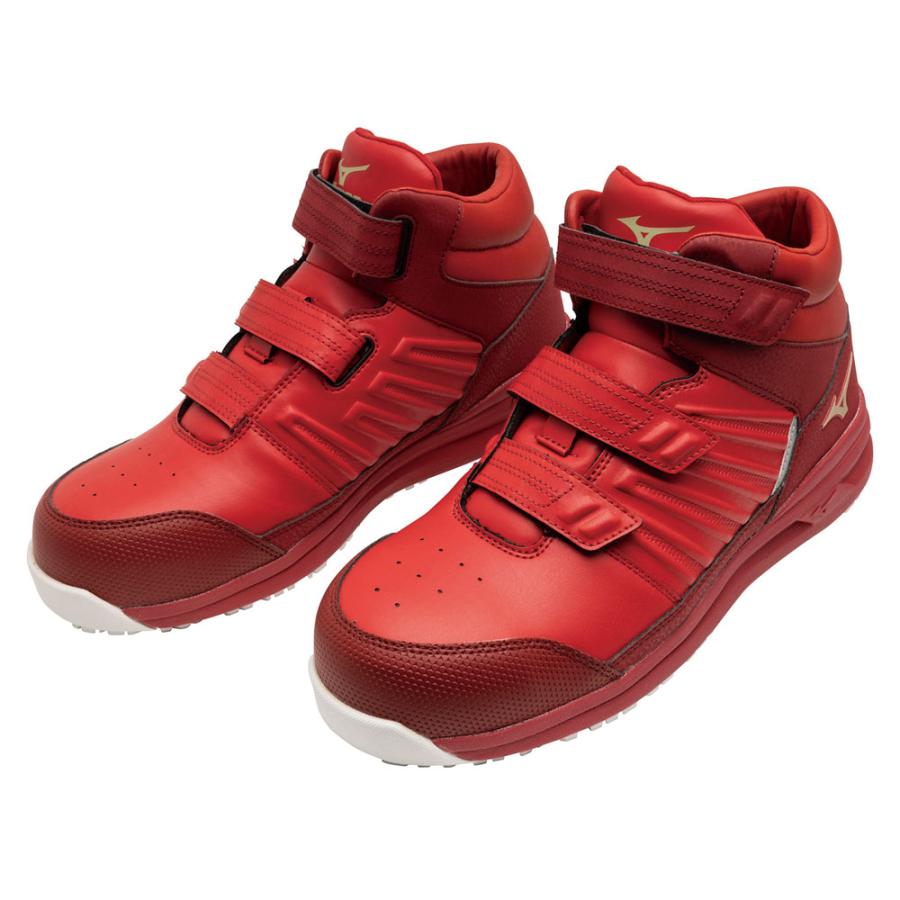 オールマイティ ワークシューズ 27cm レッド×ゴールド×レッド SSII 21 H F1GA220562270 ミズノ [ワーキング スニーカー メンズ ハイカット ベルト靴 軽量] オールマイティ ミズノ ワークシューズ 27cm レッド×ゴールド×レッド