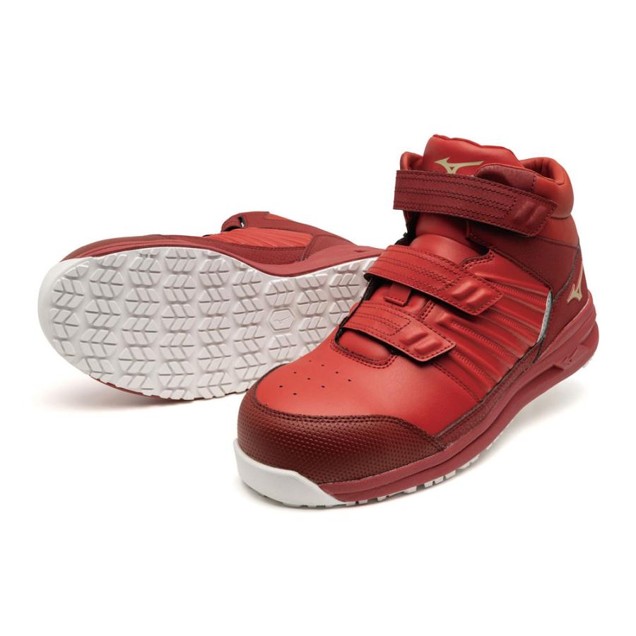 オールマイティ ミズノ ワークシューズ 27cm レッド×ゴールド×レッド